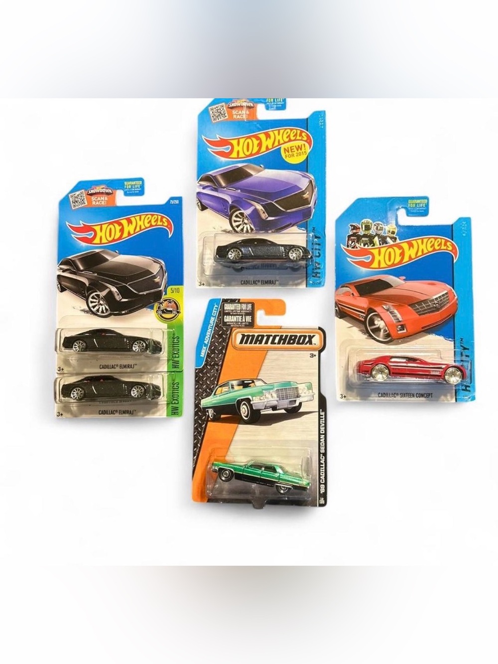 Hot Wheels Matchbox Cadillac Car Lot Elmiraj, Sixteen Concept, ‘69 Devil Deville